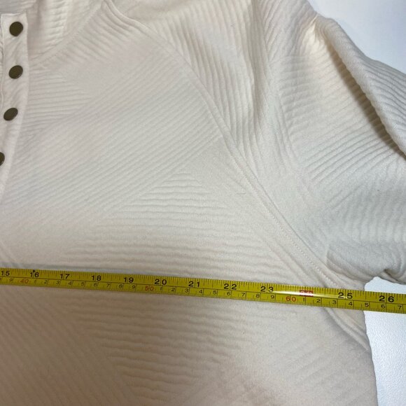 Cream Textured Quilted Snap-Neck Pullover Sweater - XL - NWT - Picture 4 of 7
